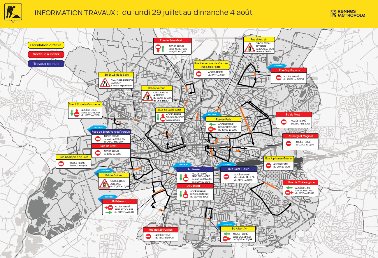 Carte des travaux Rennes