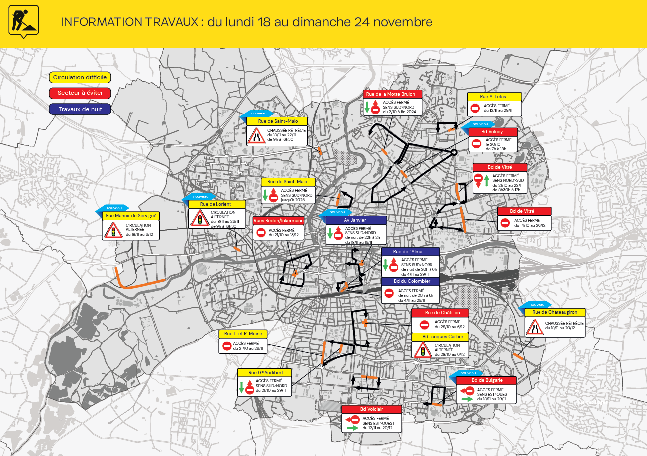 Carte des travaux Rennes