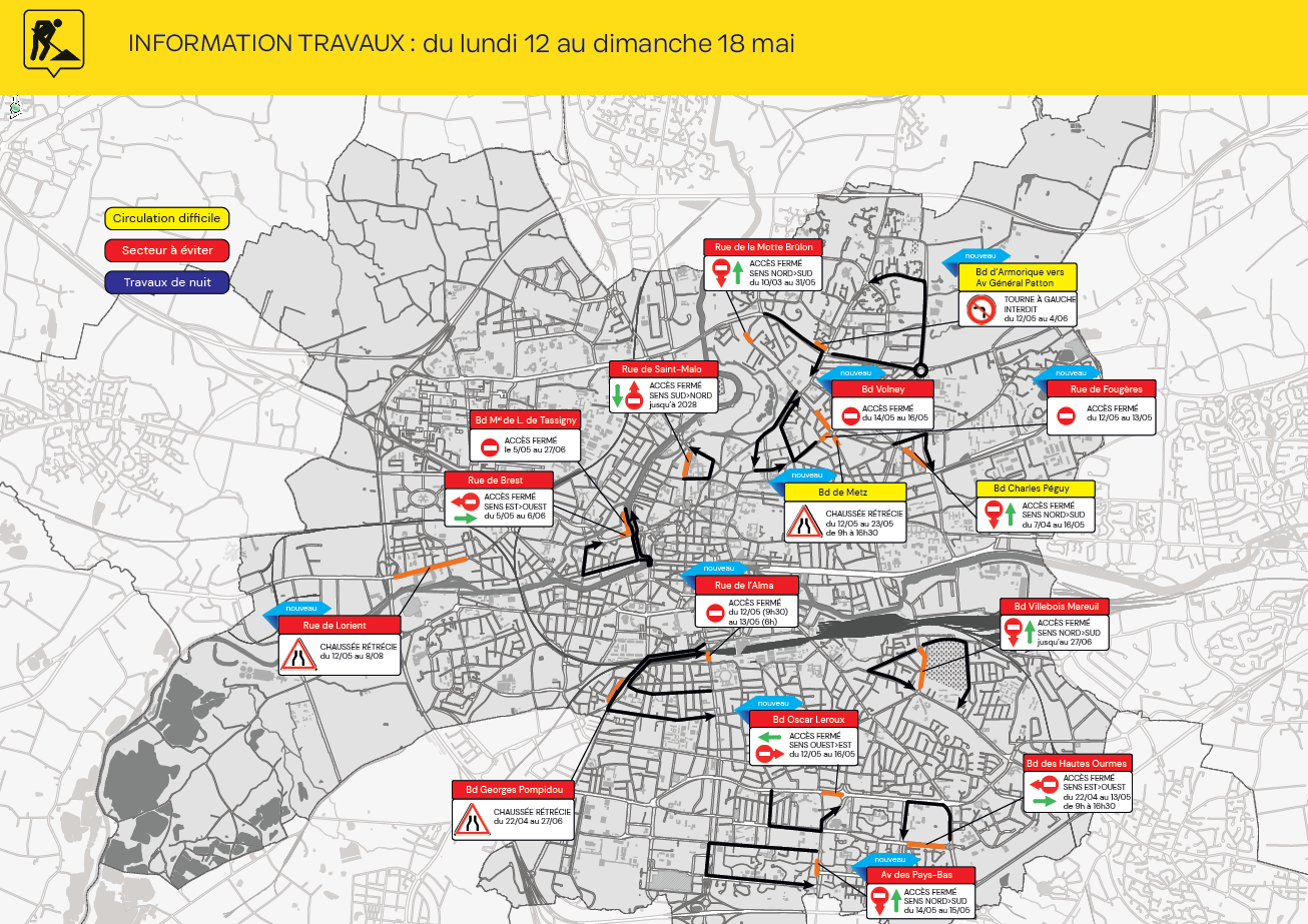 Carte des travaux Rennes
