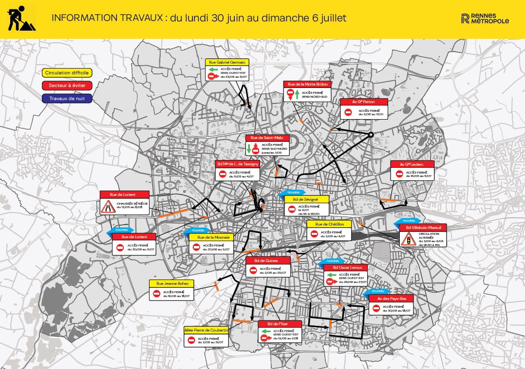 Carte des travaux Rennes