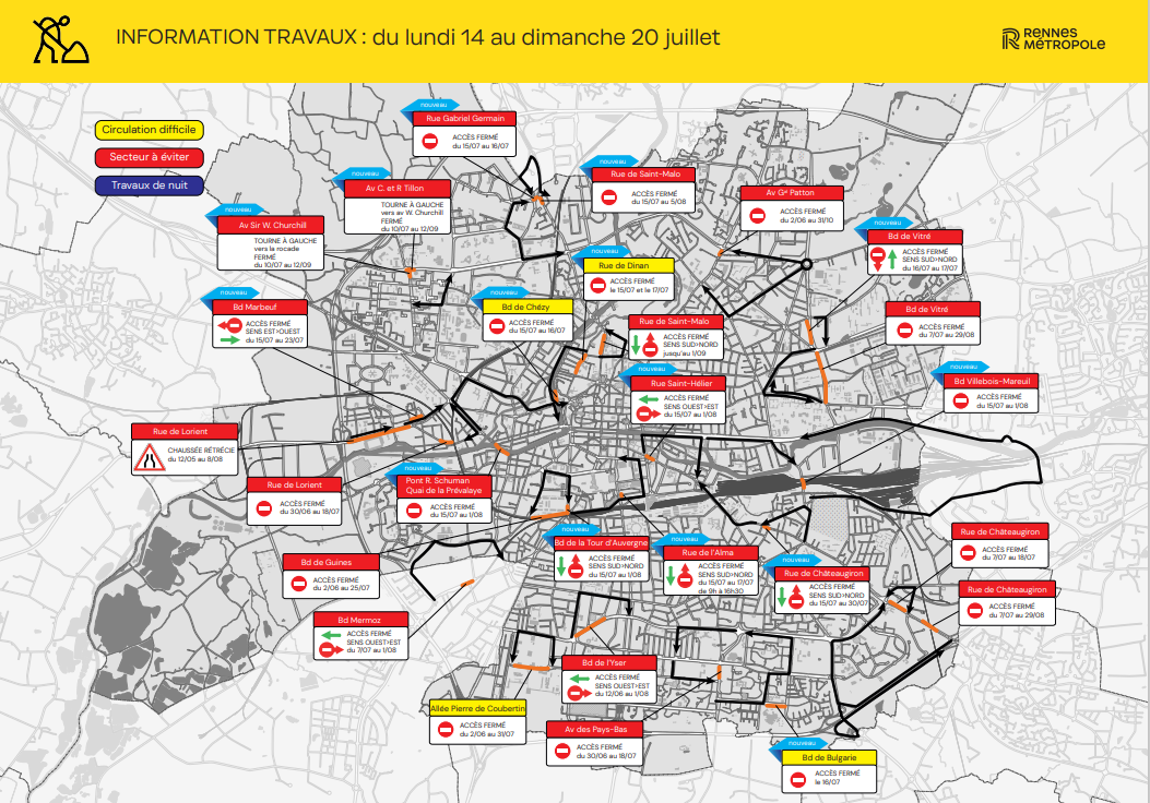 Carte des travaux Rennes