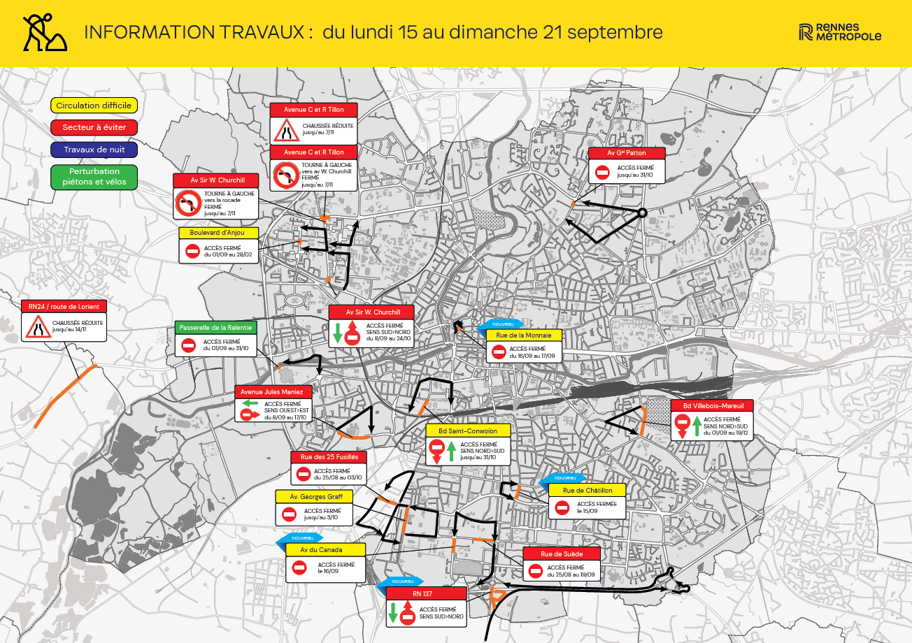 Carte des travaux Rennes
