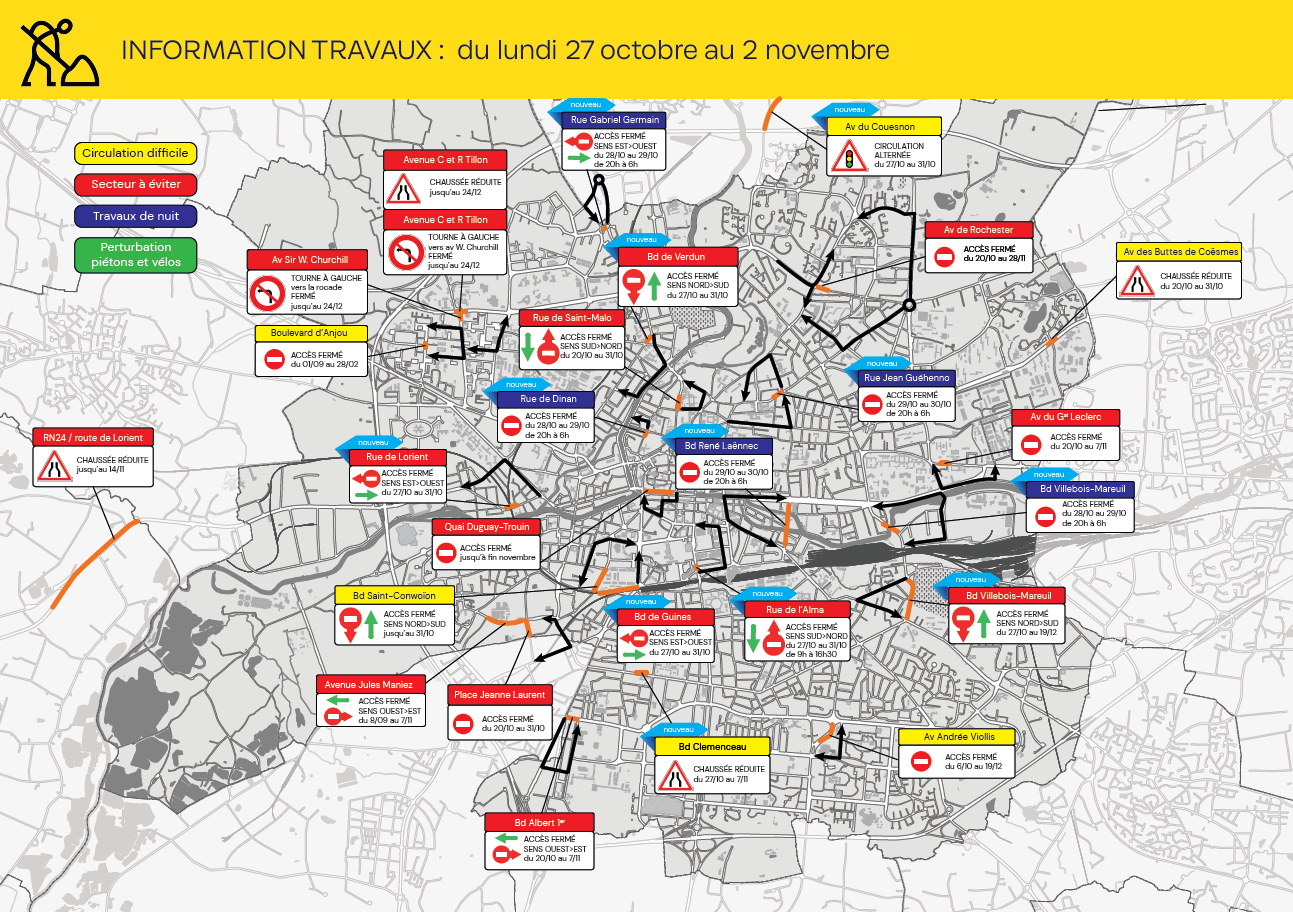 Carte des travaux Rennes