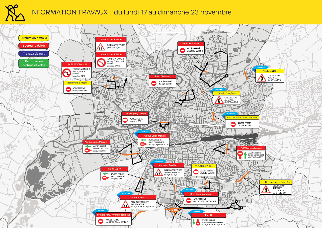 Carte des travaux Rennes