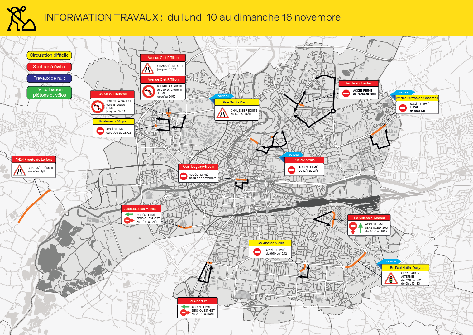 Carte des travaux Rennes