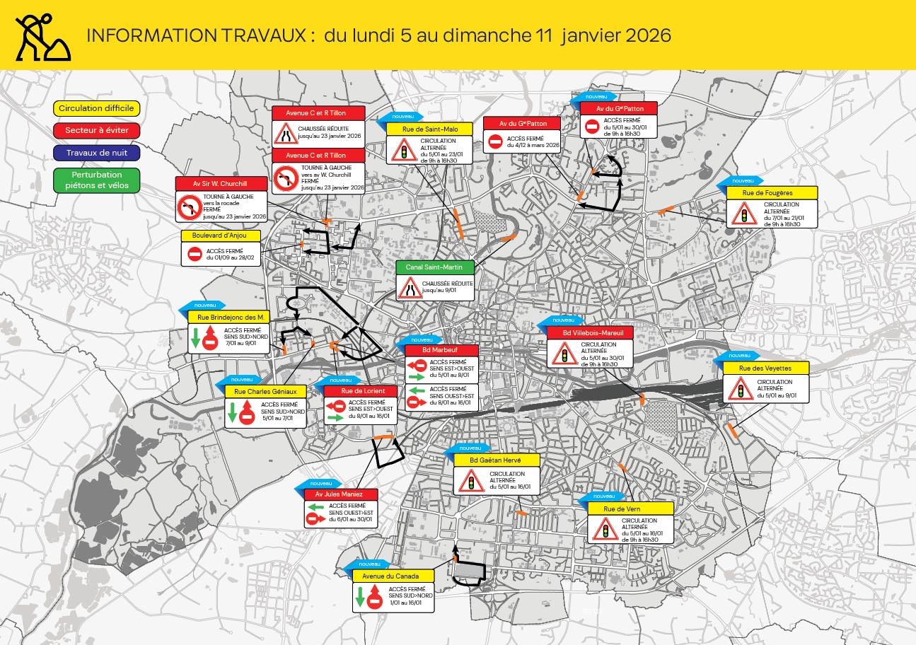Carte des travaux Rennes