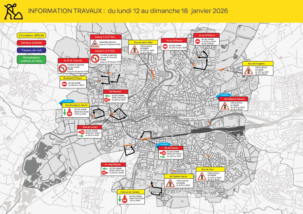 Carte des travaux Rennes