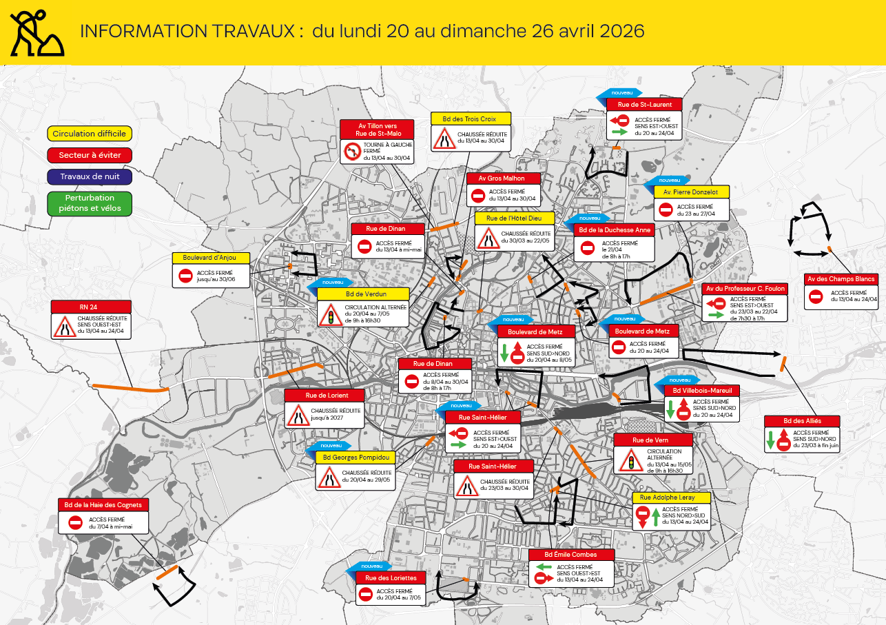 Carte des travaux Rennes