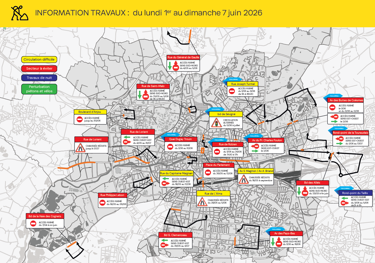 Carte des travaux Rennes