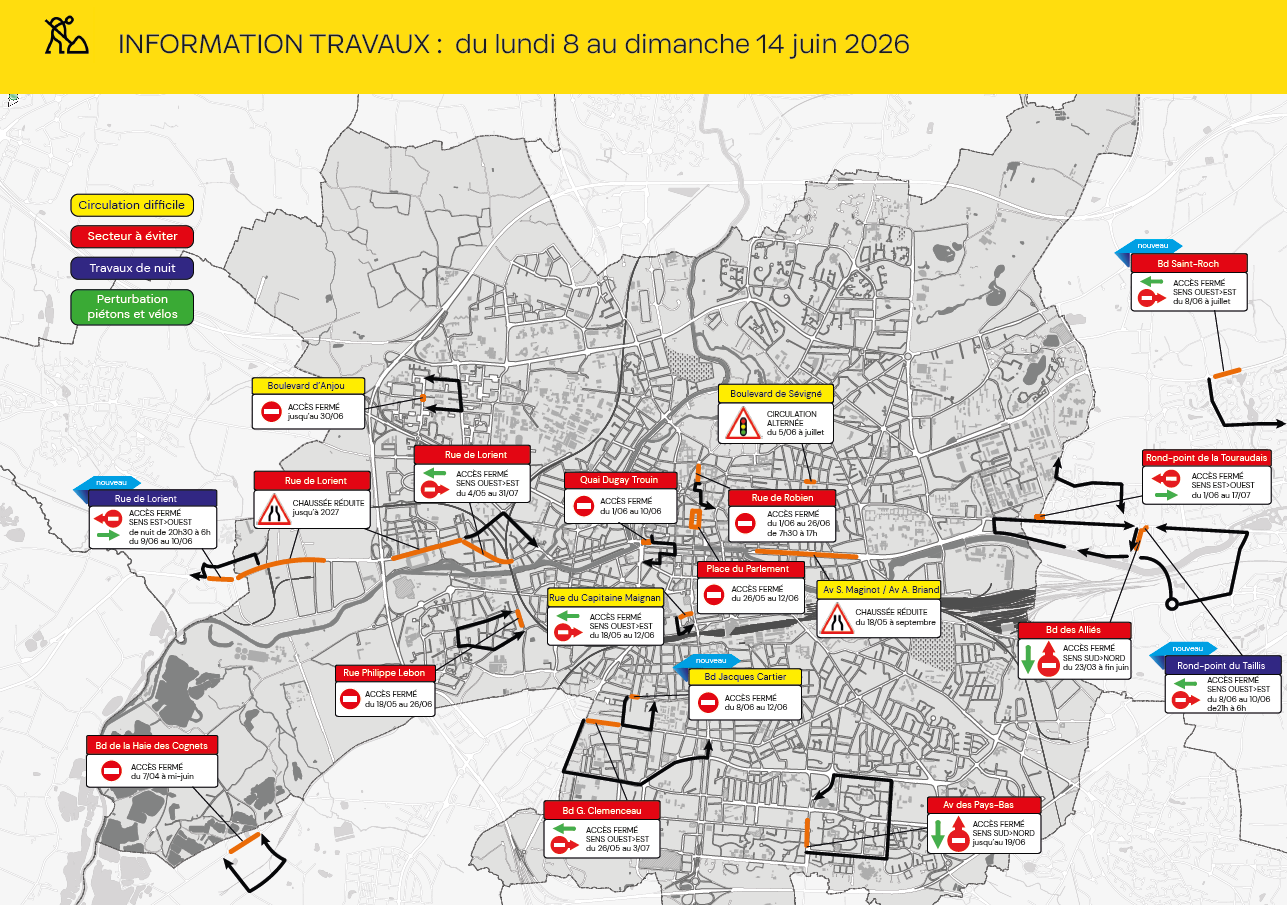 Carte des travaux Rennes