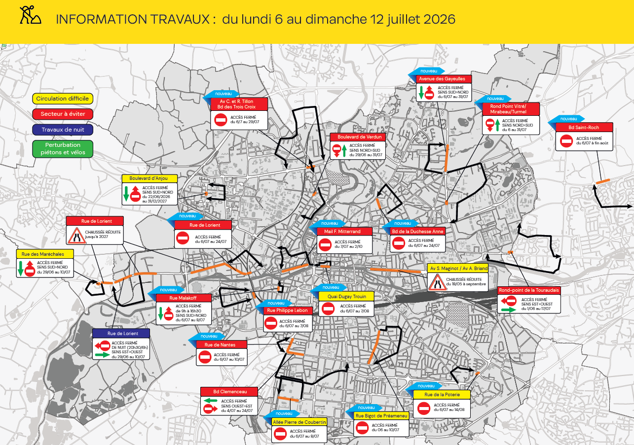 Carte des travaux Rennes