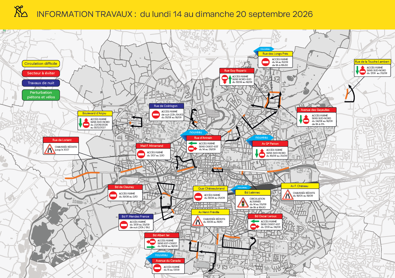 Carte des travaux Rennes